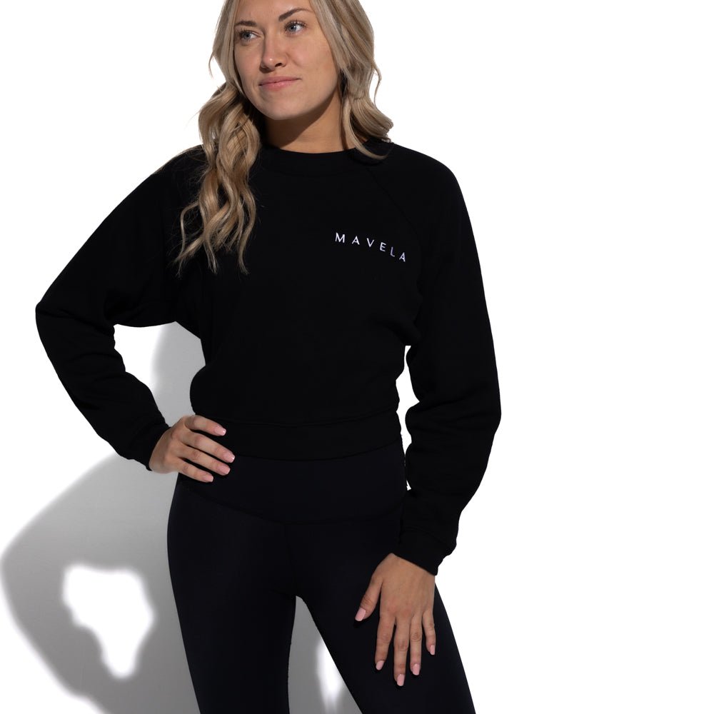 Black Raglan Crewneck - MAVELA